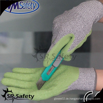 SRSAFETY 13g HPPE &amp; glasfaserbeschichteter Latex-Anti-Cut-Sicherheitshandschuh